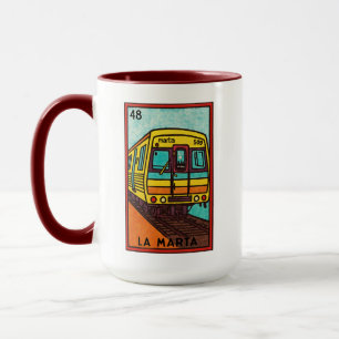 Bunte Retro-Marta-Zug-Lotería-Karten-Optik Tasse