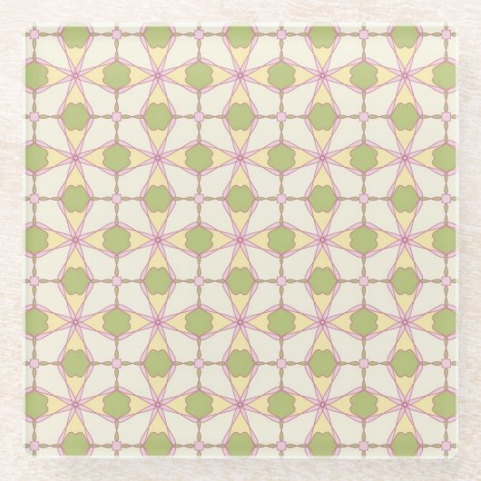 Bunte Retro-Muster-Hintergrund 3 Glasuntersetzer (Vorderseite)