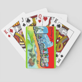 Bunte Retro-Postkarte aus Arkansas Spielkarten