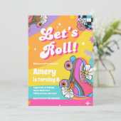Bunte Retro-Rollschuhe Geburtstag Einladung (Stehend Vorderseite)