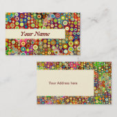 Bunte Retro Stellen + Ihr Text u. Ideen Visitenkarte (Vorne/Hinten)