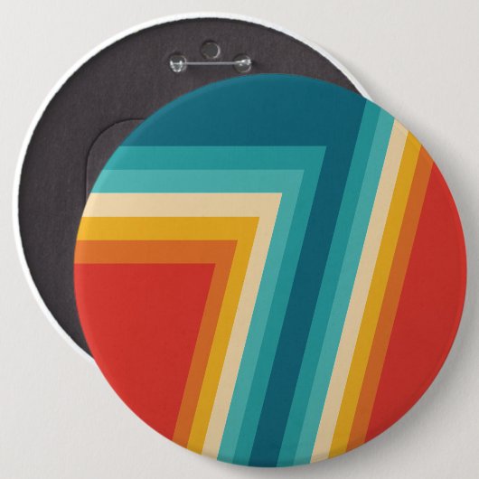 Bunte Retro Streifen - 70er, 80er Entwurf Button (Vorne & Hinten)
