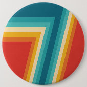 Bunte Retro Streifen - 70er, 80er Entwurf Button (Vorderseite)