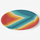 Bunte Retro Streifen -   70er, 80er Entwurf Pappteller (Schrägansicht)