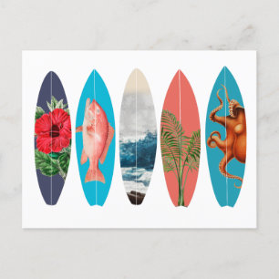 Bunte Retro-Surfboards Feiertagspostkarte