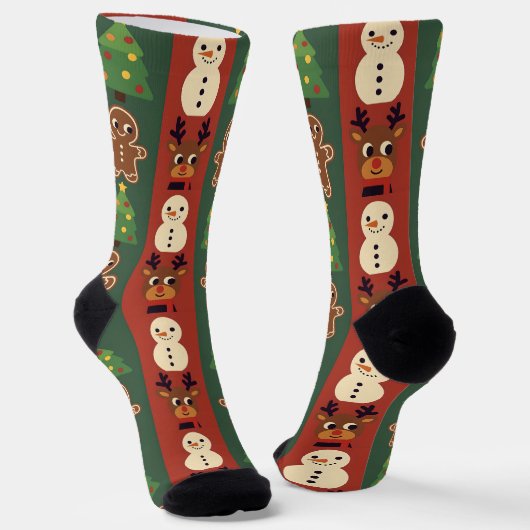 Bunte Retro-Weihnachts-Crew-Socken Socken (Gewinkelt)