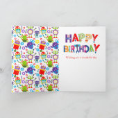 Bunte Robot Happy Birthday Karte (Innenseite)