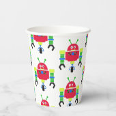 Bunte Roboter Geburtstagsparty Pappbecher (Rückseite)