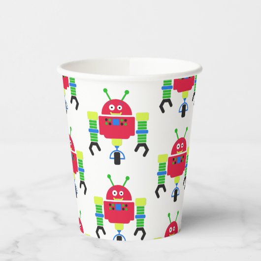 Bunte Roboter Geburtstagsparty Pappbecher (Links)