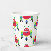 Bunte Roboter Geburtstagsparty Pappbecher (Vorderseite)