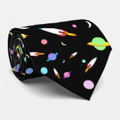 Bunte Rockets-Planeten Moons Stern-Weltraum Krawatte (Gerollt)