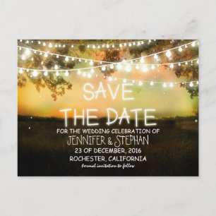 bunte romantische Lichterketten Save-the-Date Ankündigungspostkarte