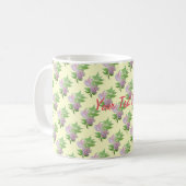 bunte rosa Blume mit Blättern hübsch Kaffeetasse (Vorderseite Links)