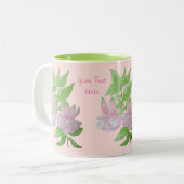 bunte rosa Blume mit Blättern hübsch Zweifarbige Tasse (Vorderseite Links)
