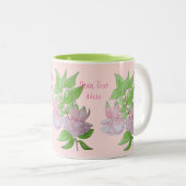 bunte rosa Blume mit Blättern hübsch Zweifarbige Tasse (VorderseiteRechts)