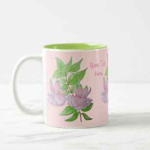 bunte rosa Blume mit Blättern hübsch Zweifarbige Tasse