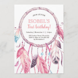 Bunte rosa Traumfänger-Geburtstags-Einladung Einladung