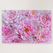 Bunte rosafarbene Peonies Botanische Blume Puzzle (Horizontal)