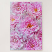 Bunte rosafarbene Peonies Botanische Blume Puzzle (Vertikal)