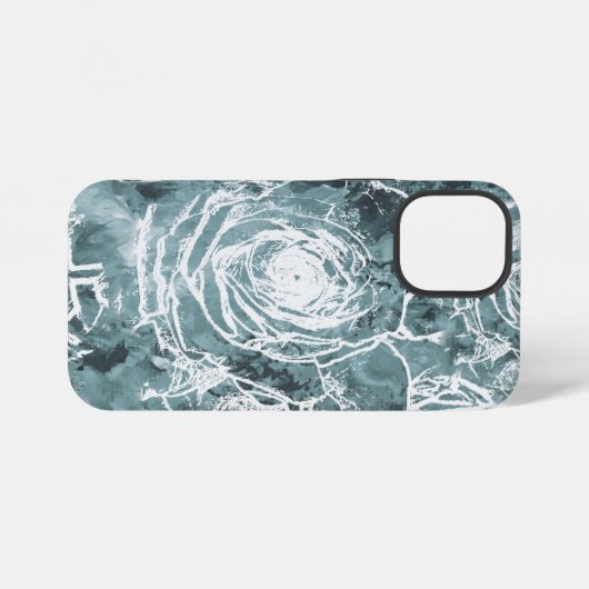 Bunte Rose/dunkel Aquamarin iPhone Hülle (Rückseite (Horizontal))