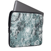 Bunte Rose/dunkel Aquamarin Laptopschutzhülle (Vorne Rechts)
