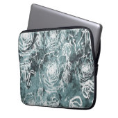 Bunte Rose/dunkel Aquamarin Laptopschutzhülle (Vorderseite Links)