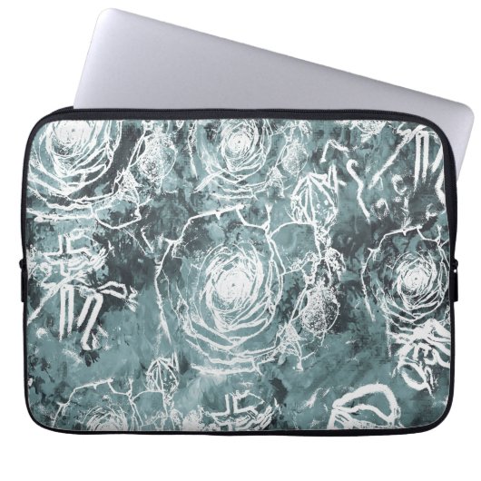 Bunte Rose/dunkel Aquamarin Laptopschutzhülle (Vorderseite)