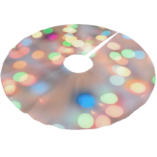 Bunte runde Pastellkreise unscharf Bokeh Polyester Weihnachtsbaumdecke (Schrägansicht)