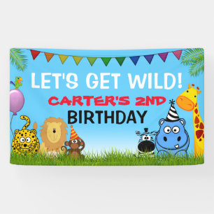 Bunte Safari-Tiere Kinder Dschungel-Geburtstagsfei Banner