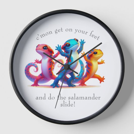 Bunte Salamander machen den Salamander-Slide Uhr (Vorderseite)