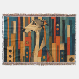 Bunte Saluki-Volkskunst Geometrisches Hundemuster Decke