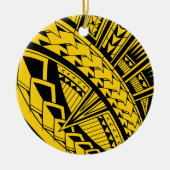 Bunte samoaische Tätowierungsmuster Keramikornament (Vorne)