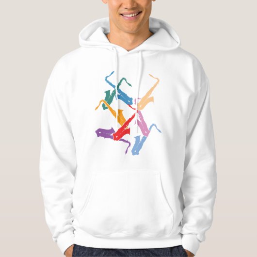 Bunte Saxophone Hoodie (Vorderseite)