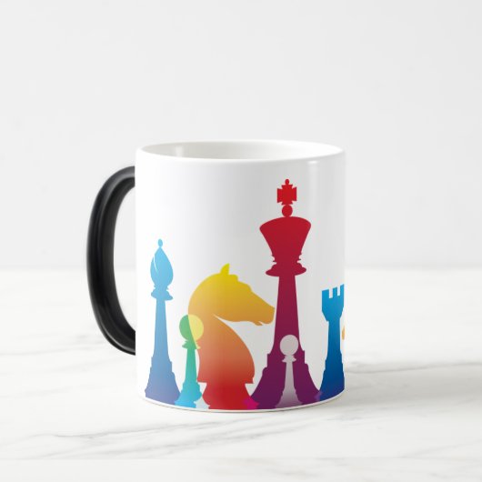Bunte Schach-Tasse Verwandlungstasse (Vorderseite Links)