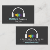Bunte Schallwellen, Diskjockey, schwarz Visitenkarte (Vorne/Hinten)