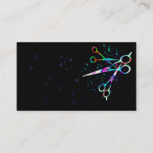 bunte Schere auf schwarz fett Visitenkarte (Rückseite)