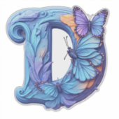 Bunte Schmetterling auf hellblauem Buchstaben D Aufkleber (Vorderseite)