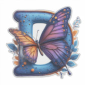 Bunte Schmetterling auf hellblauem Buchstaben D Aufkleber (Vorderseite)