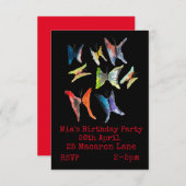 Bunte Schmetterlinge Einladung zum Geburtstag eine (Vorne/Hinten)