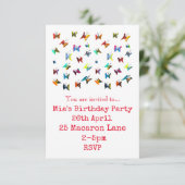 Bunte Schmetterlinge, Mädchen zum Geburtstag Einladung (Stehend Vorderseite)