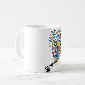 Bunte Schmetterlinge mit Grammophon Kaffeetasse
