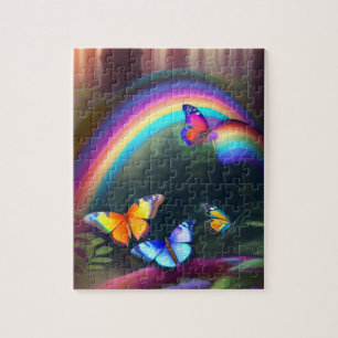 Bunte Schmetterlinge Regenbogen in einem magischen Puzzle