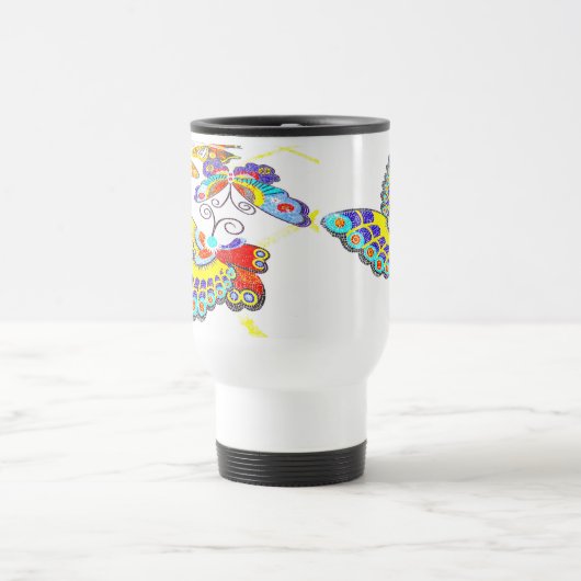 Bunte Schmetterlinge Reisebecher (Mittel)