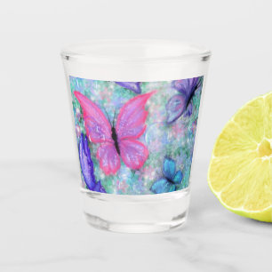 Bunte Schmetterlinge Schnapsglas