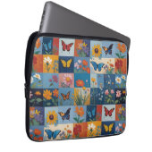 Bunte Schmetterlinge und Wildblumen Patchwork Laptopschutzhülle (Vorne Rechts)