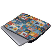 Bunte Schmetterlinge und Wildblumen Patchwork Laptopschutzhülle (Vorne Knopf)