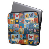 Bunte Schmetterlinge und Wildblumen Patchwork Laptopschutzhülle (Vorderseite Links)