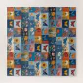 Bunte Schmetterlinge und Wildblumen Patchwork Puzzle (Horizontal)