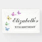 Bunte Schmetterlinge zum Geburtstag Banner (Horizontal)