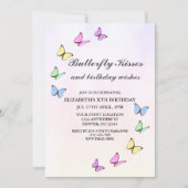 Bunte Schmetterlinge zum Geburtstag Einladung (Vorderseite)